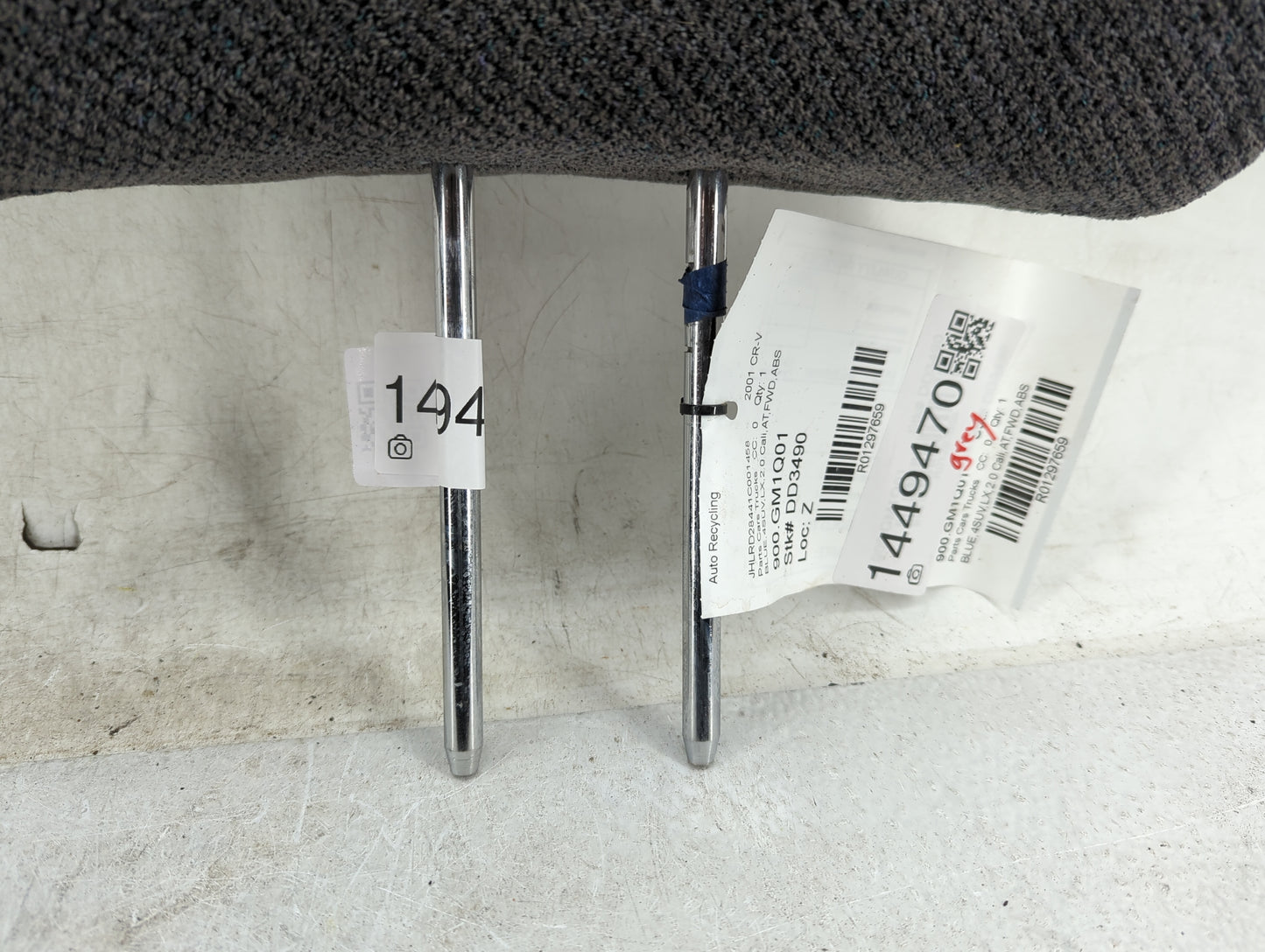 1998-2001 Honda Cr-v Headrest Head Rest Front Driver Seat Dark Grey - Oemusedautoparts1.com