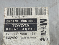 2001 Lexus Rx300 PCM Engine Control Computer ECU ECM PCU OEM P/N:89661-48131 175200-7550 Fits OEM Used Auto Parts - Oemuseda