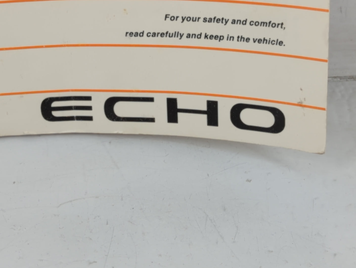 2001 Toyota Echo Owners Manual Book Guide P/N:01999-52440 OEM Used Auto Parts - Oemusedautoparts1.com