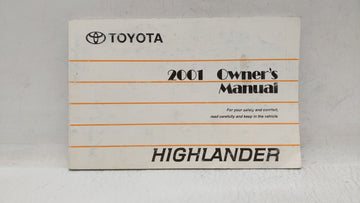 2001 Toyota Highlander Owners Manual Book Guide OEM Used Auto Parts - Oemusedautoparts1.com