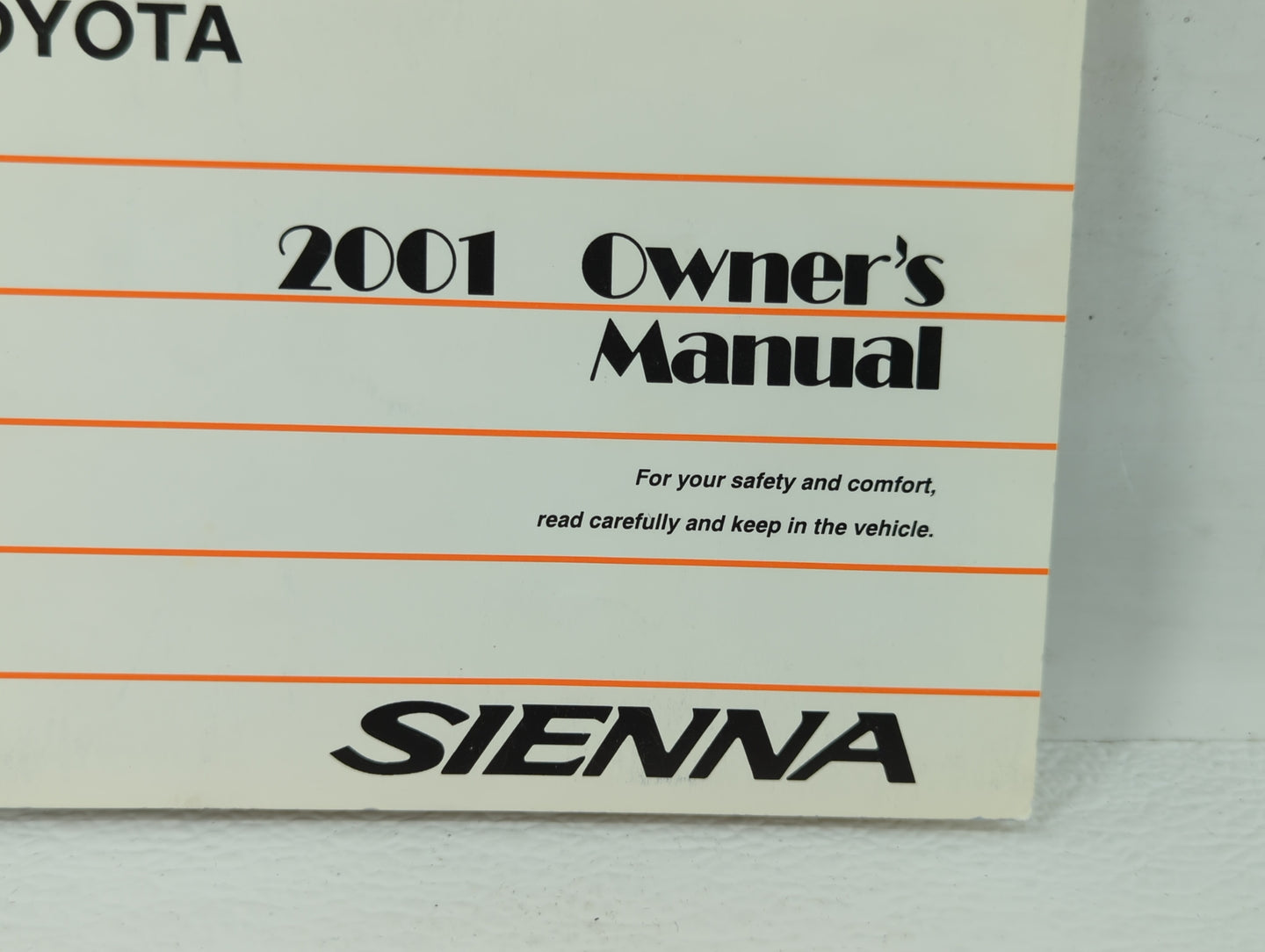 2001 Toyota Sienna Owners Manual Book Guide OEM Used Auto Parts - Oemusedautoparts1.com