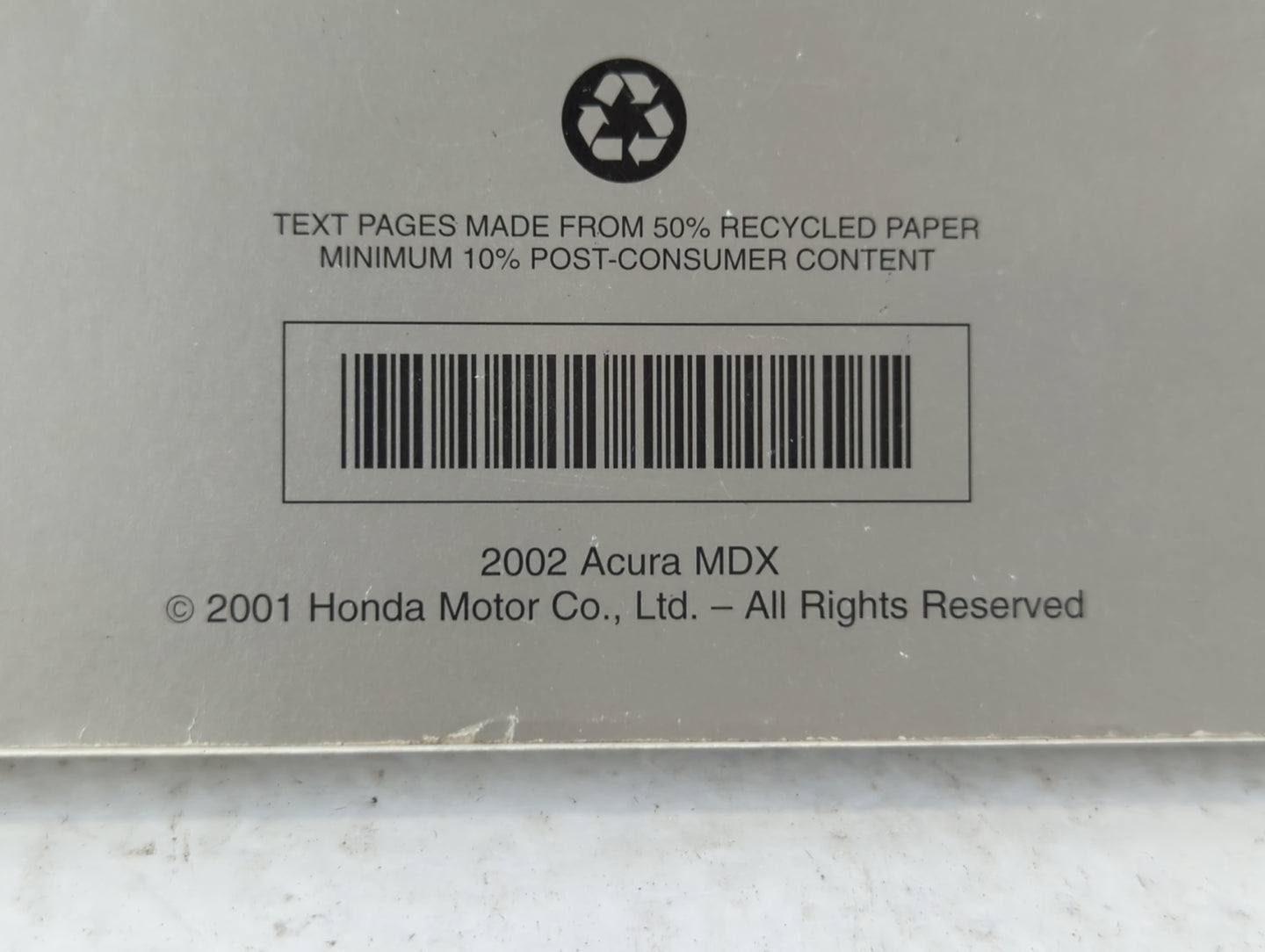 2002 Acura Mdx Owners Manual Book Guide P/N:31S3V610 00X31-S3V-6102 OEM Used Auto Parts - Oemusedautoparts1.com