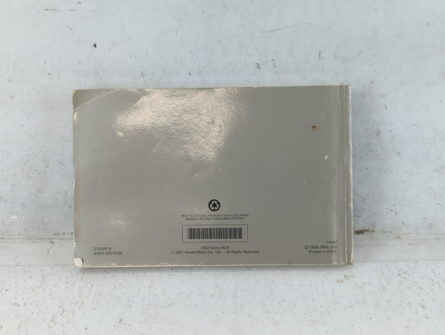 2002 Acura Mdx Owners Manual Book Guide P/N:31S3V610 00X31-S3V-6102 OEM Used Auto Parts - Oemusedautoparts1.com