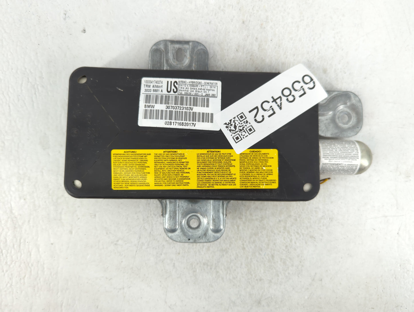 2001-2002 Bmw 325i Air Bag Driver Left Steering Wheel Mounted P/N:3033 9881 A Fits Fits 2000 2001 2002 2003 OEM Used Auto Pa