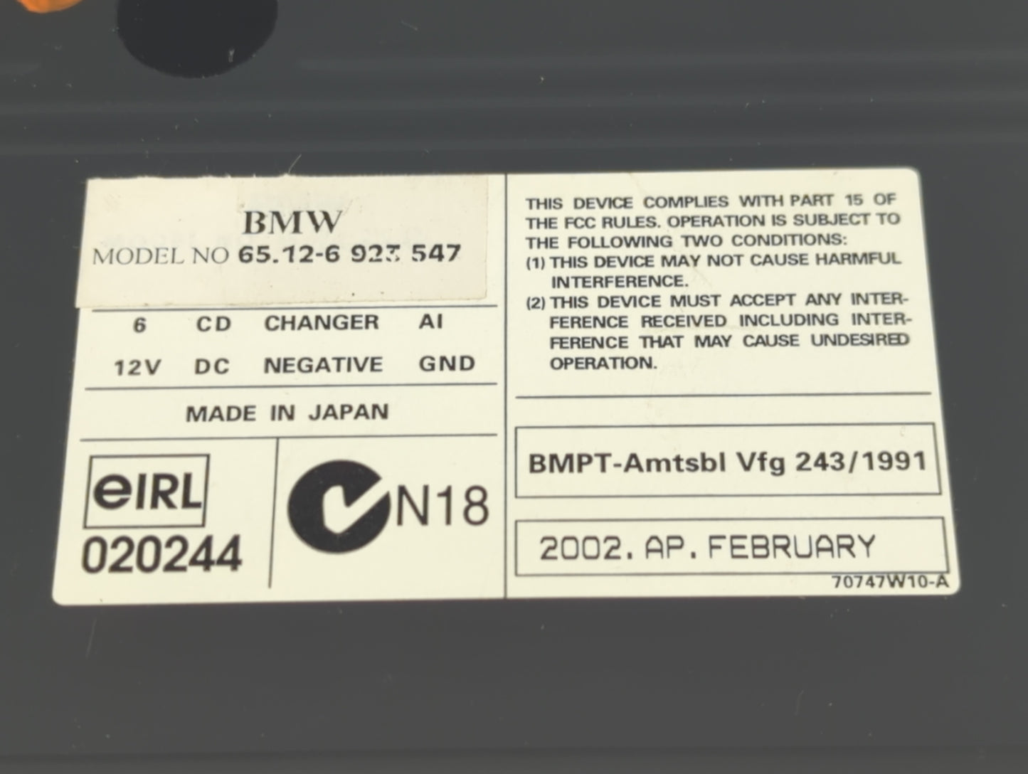 2002 Bmw 745i Radio AM FM Cd Player Receiver Replacement P/N:6 923 547 Fits OEM Used Auto Parts - Oemusedautoparts1.com