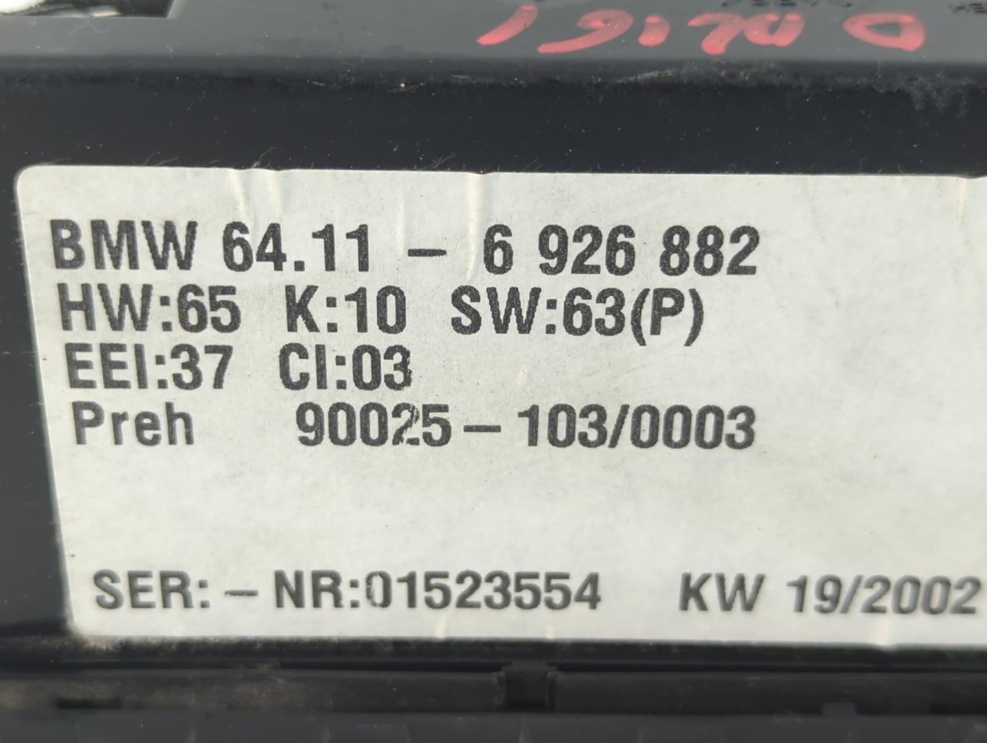 2001-2006 Bmw X5 Climate Control Module Temperature AC/Heater Replacement P/N:64 11- 6 926 882 Fits OEM Used Auto Parts - Oe