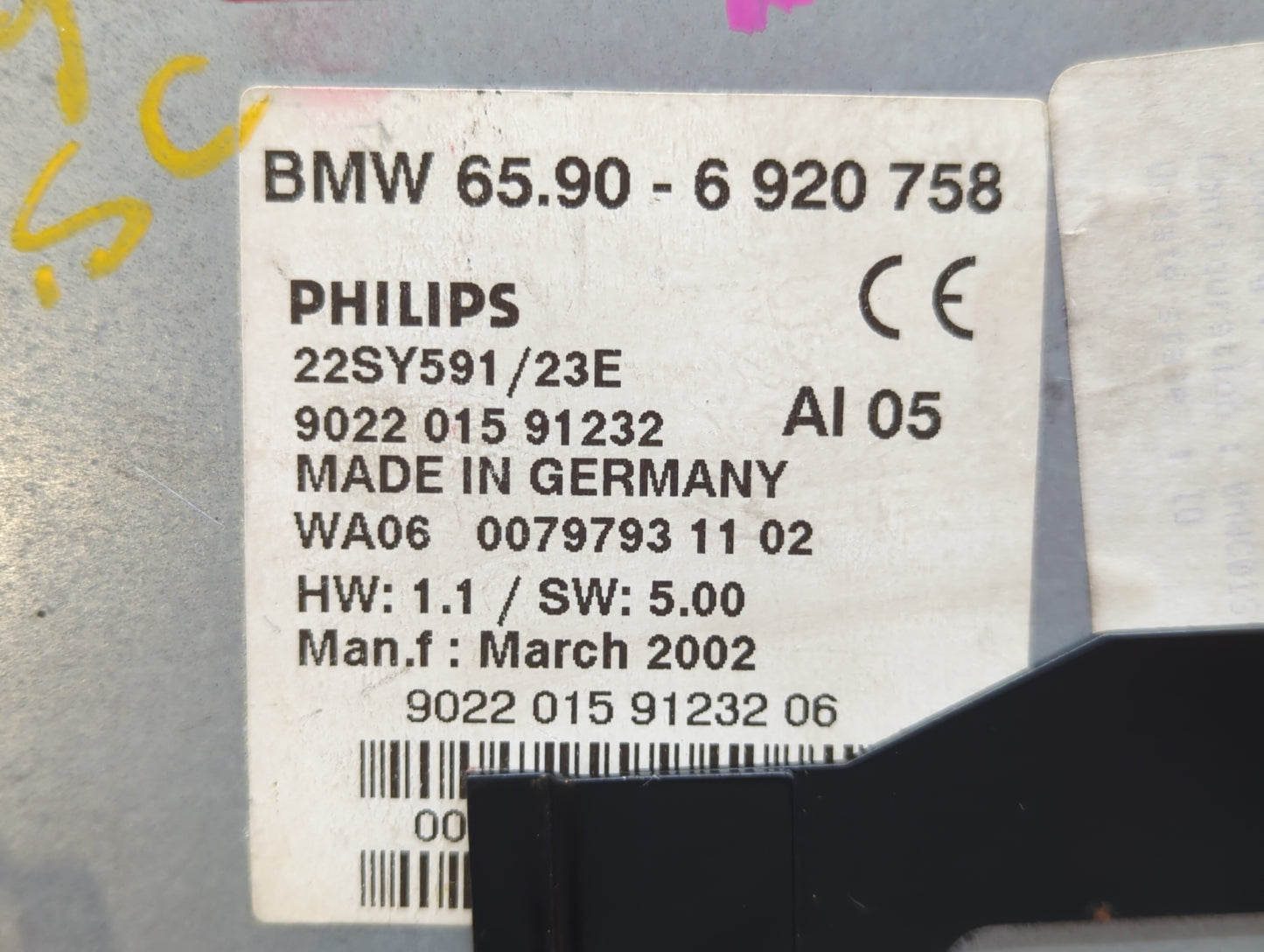 2002 Bmw X5 Radio AM FM Cd Player Receiver Replacement P/N:6920758 Fits OEM Used Auto Parts - Oemusedautoparts1.com