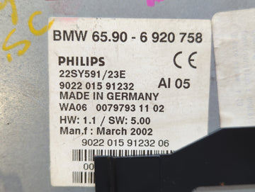 2002 Bmw X5 Radio AM FM Cd Player Receiver Replacement P/N:6920758 Fits OEM Used Auto Parts