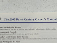 2002 Buick Century Owners Manual Book Guide OEM Used Auto Parts - Oemusedautoparts1.com