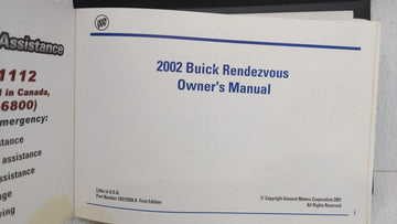 2002 Buick Rendezvous Owners Manual Book Guide OEM Used Auto Parts