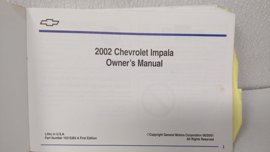 2002 Chevrolet Impala Owners Manual Book Guide OEM Used Auto Parts