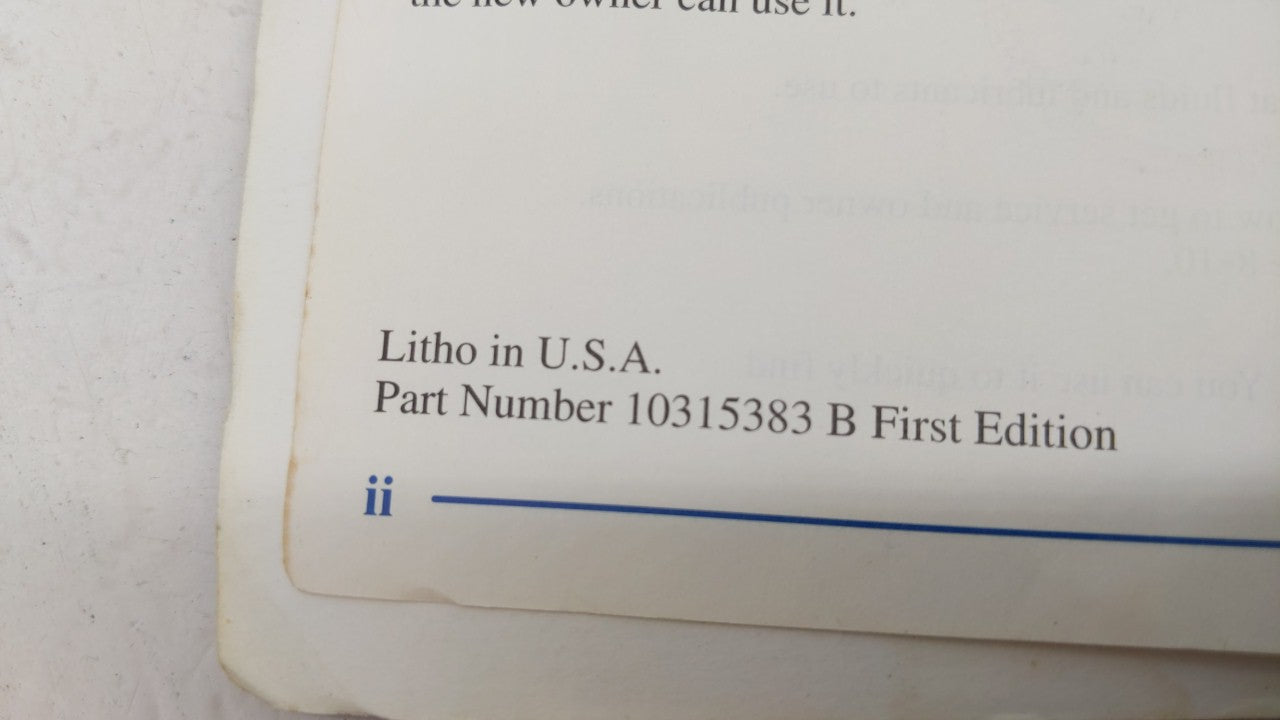 2002 Chevrolet Impala Owners Manual Book Guide OEM Used Auto Parts - Oemusedautoparts1.com