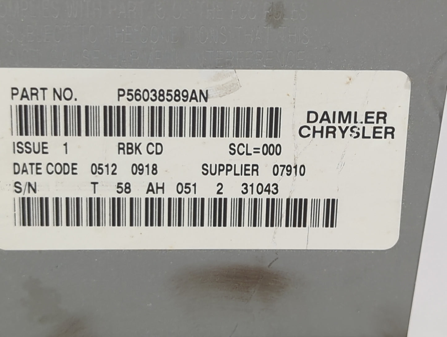2002-2004 Dodge Dakota Radio AM FM Cd Player Receiver Replacement P/N:P56038589AN Fits OEM Used Auto Parts - Oemusedautopart