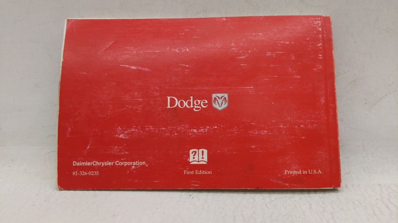 2002 Dodge Durango Owners Manual Book Guide OEM Used Auto Parts - Oemusedautoparts1.com