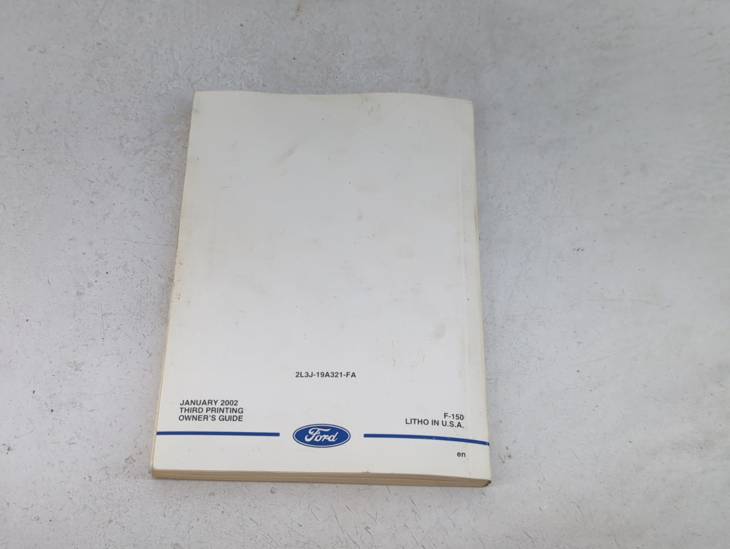 2002 Ford F-150 Owners Manual Book Guide P/N:2L3J-19A321-FA OEM Used Auto Parts - Oemusedautoparts1.com