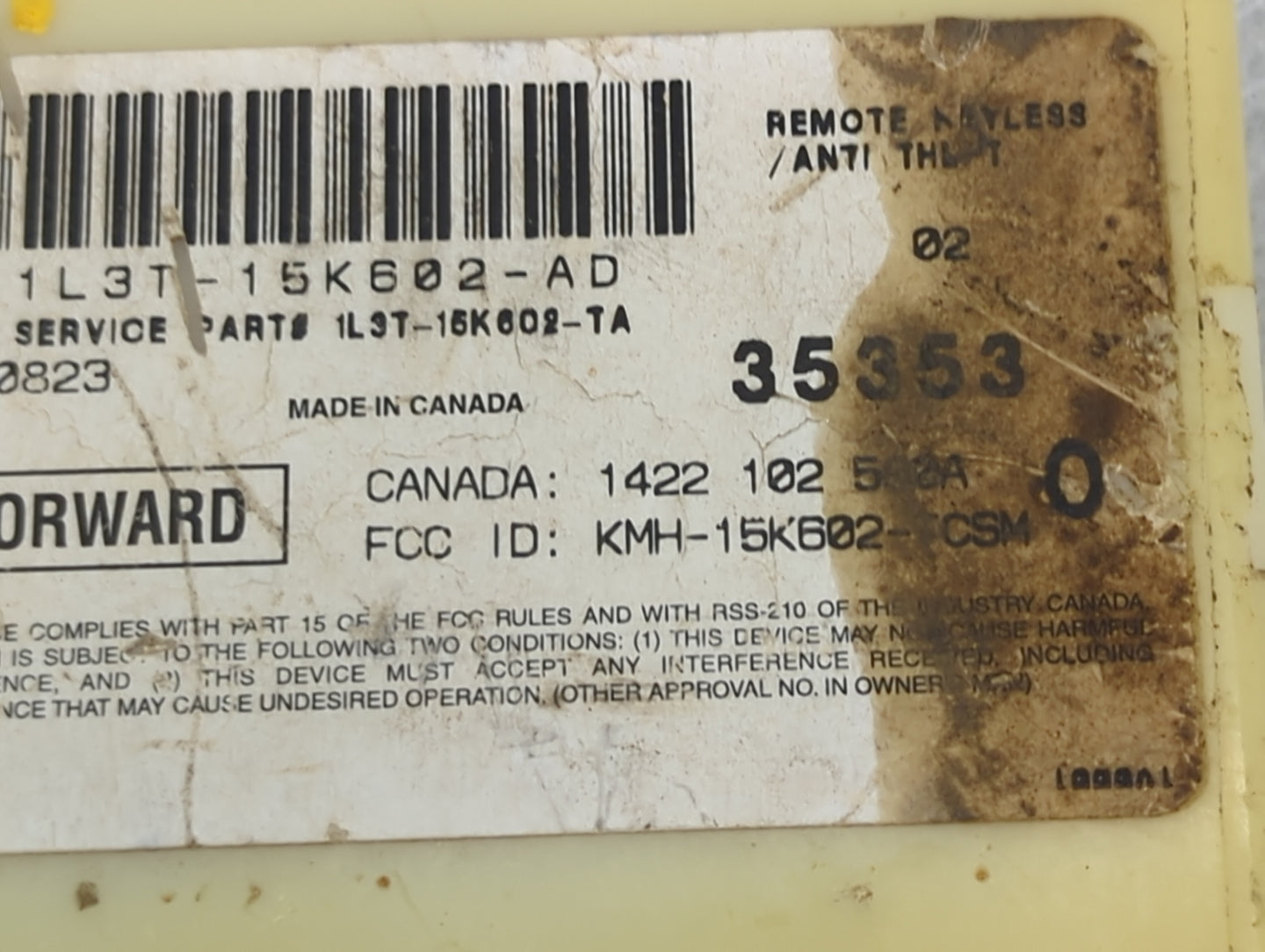 2002-2003 Ford F-150 Body Control Module Bcm 1l3t-15k602-ad - Oemusedautoparts1.com