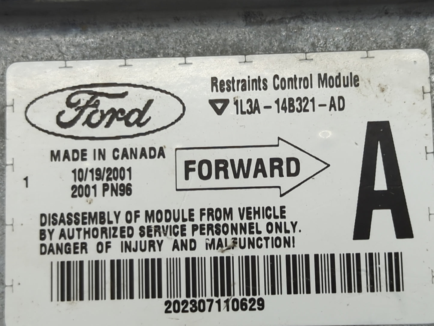 Ford F150 Safety Restraint Srs Airbag Control Module 1l3a-14b321-ad - Oemusedautoparts1.com