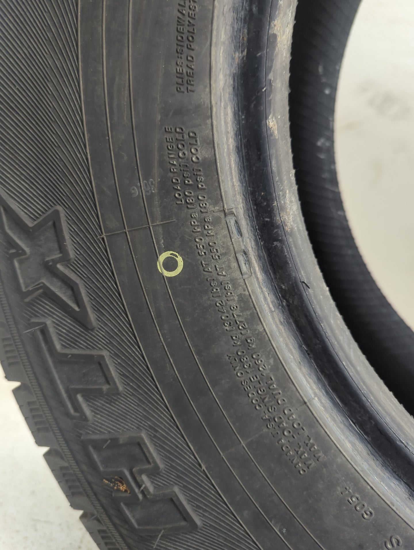 Used Tire LT245/75R16 YOKOHAMA YK-HTX 120/116R - Tread Depth 14/32 - Oemusedautoparts1.com