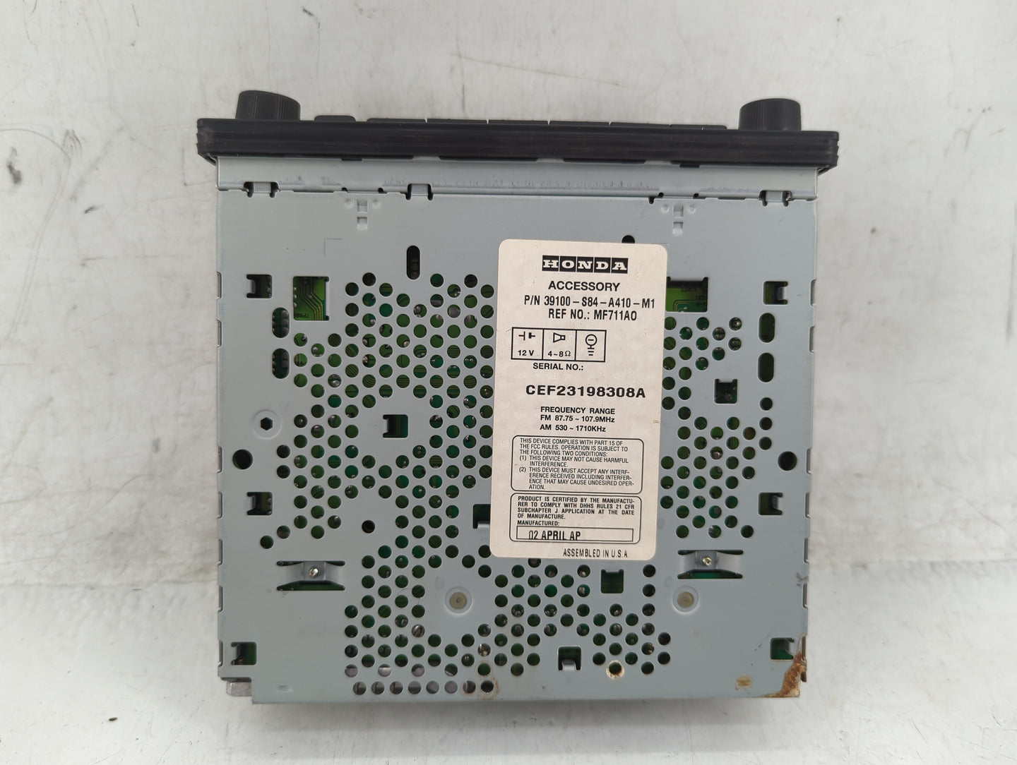 2001-2002 Honda Accord Radio AM FM Cd Player Receiver Replacement P/N:39100-S84-A410-M1 Fits Fits 2001 2002 OEM Used Auto Pa