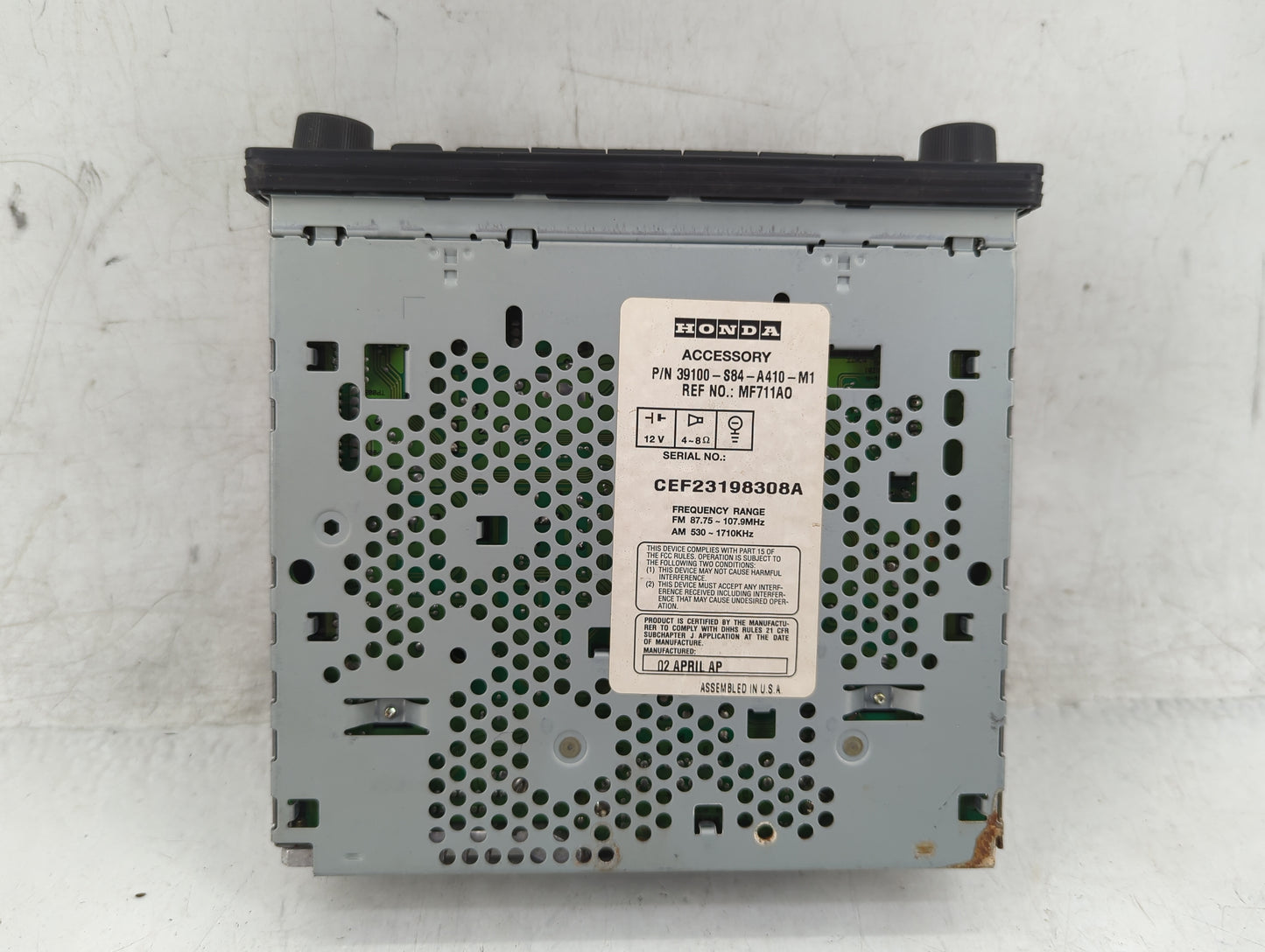 2001-2002 Honda Accord Radio AM FM Cd Player Receiver Replacement P/N:39100-S84-A410-M1 Fits Fits 2001 2002 OEM Used Auto Pa