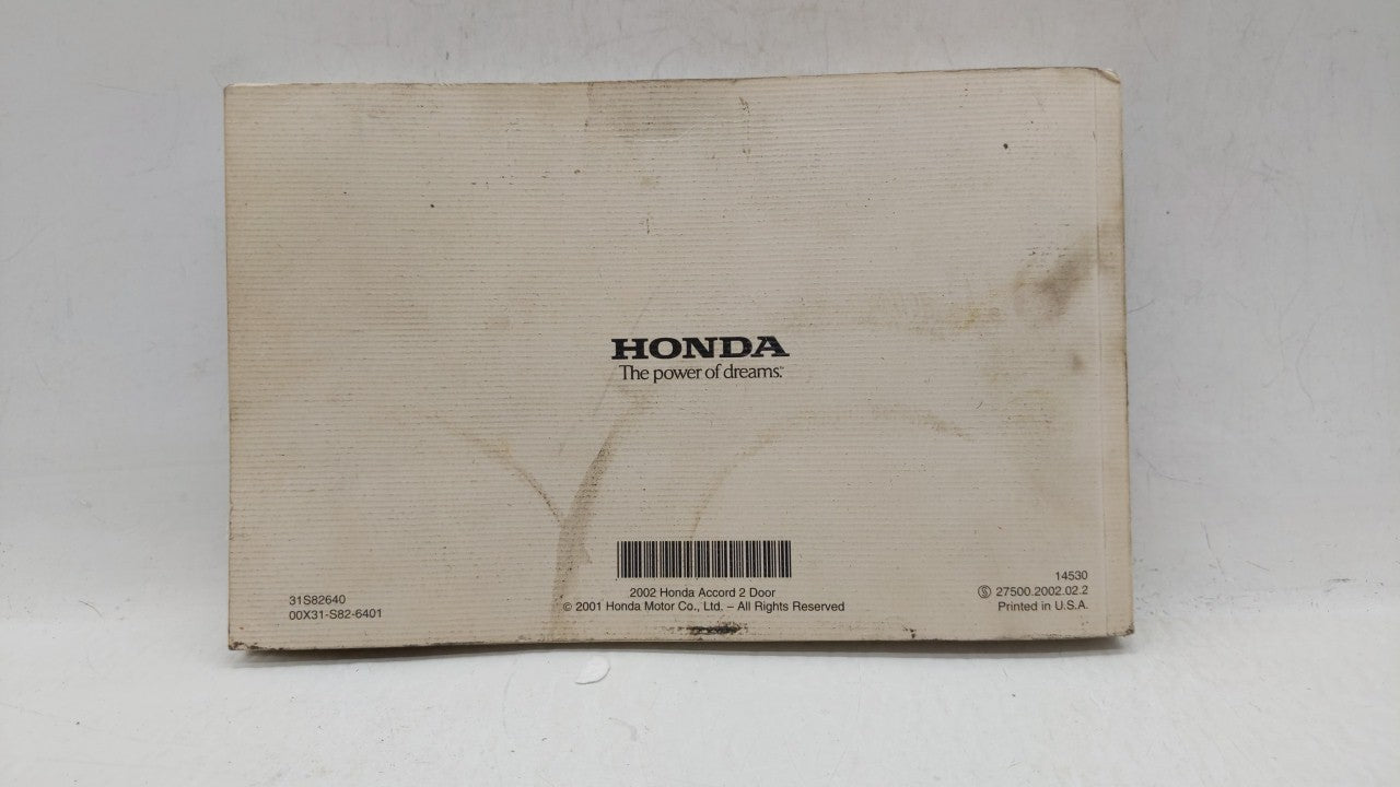 2002 Honda Accord Owners Manual Book Guide OEM Used Auto Parts - Oemusedautoparts1.com
