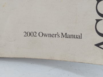2002 Honda Accord Owners Manual Book Guide P/N:31S84640 OEM Used Auto Parts