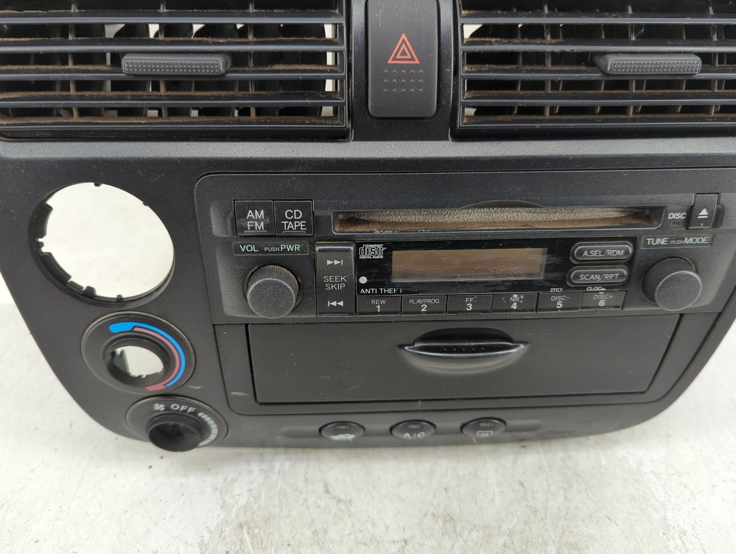 2002-2003 Honda Civic Radio AM FM Cd Player Receiver Replacement P/N:39101-S5A-A210-M1 Fits Fits 2002 2003 OEM Used Auto Par