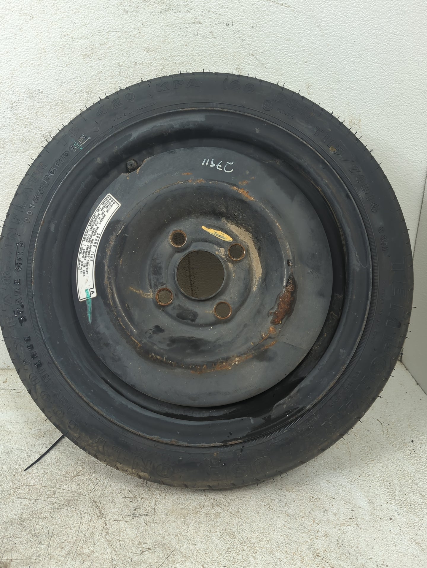 2002-2005 Honda Civic Spare Donut Tire Wheel Rim Oem - Oemusedautoparts1.com