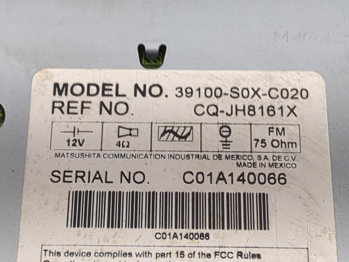 2002 Honda Odyssey Radio AM FM Cd Player Receiver Replacement P/N:39100-S0X-C020 CQ-JH8161X Fits OEM Used Auto Parts - Oemus