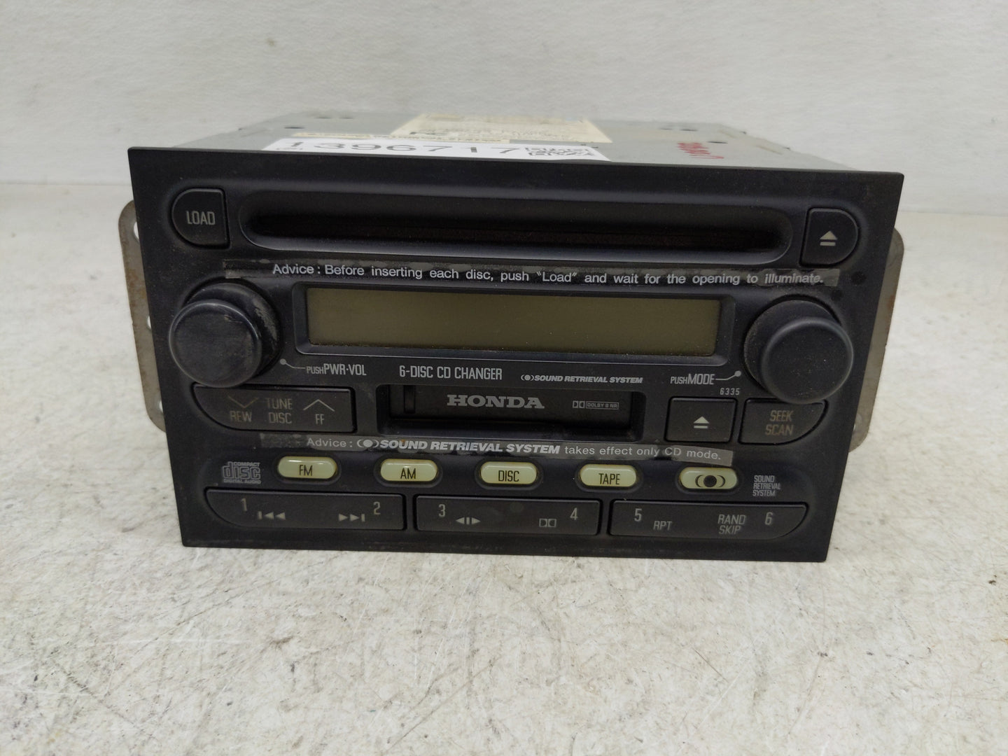 2001-2002 Honda Passport Radio AM FM Cd Player Receiver Replacement P/N:8-97251-336-1 Fits Fits 2001 2002 OEM Used Auto Part