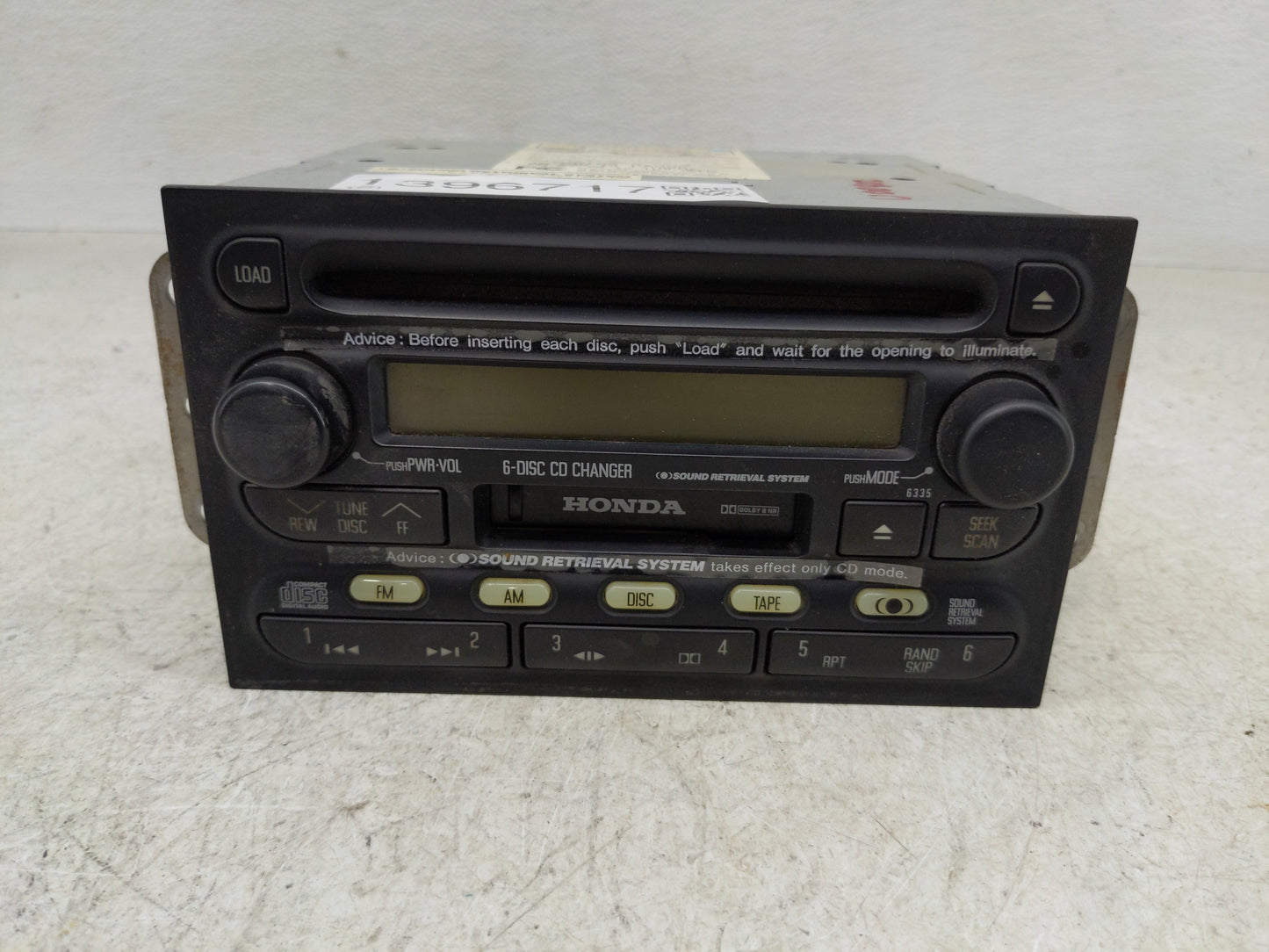 2001-2002 Honda Passport Radio AM FM Cd Player Receiver Replacement P/N:8-97251-336-1 Fits Fits 2001 2002 OEM Used Auto Part