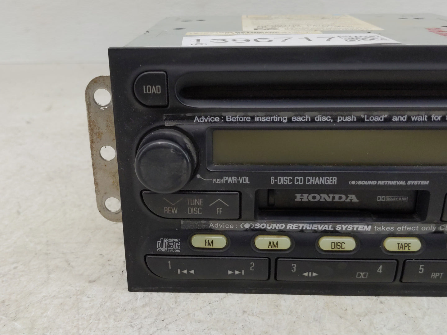 2001-2002 Honda Passport Radio AM FM Cd Player Receiver Replacement P/N:8-97251-336-1 Fits Fits 2001 2002 OEM Used Auto Part