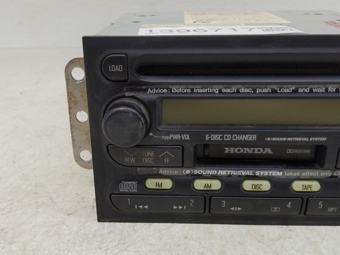 2001-2002 Honda Passport Radio AM FM Cd Player Receiver Replacement P/N:8-97251-336-1 Fits Fits 2001 2002 OEM Used Auto Part