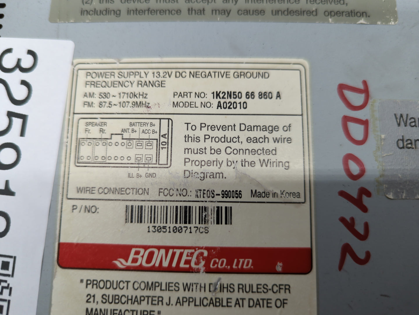 2002-2002 Kia Spectra Am Fm Cd Player Radio Receiver - Oemusedautoparts1.com