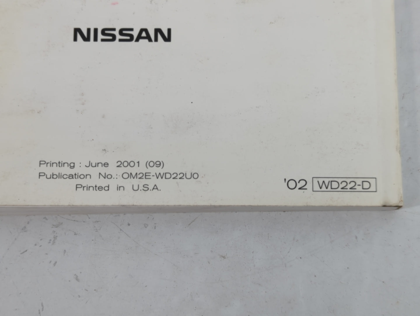 2002 Nissan Xterra Owners Manual Book Guide P/N:OM2E-WD22U0 OEM Used Auto Parts - Oemusedautoparts1.com