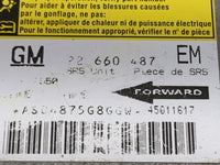 Saturn Sl Safety Restraint Srs Airbag Control Module 22660487 - Oemusedautoparts1.com