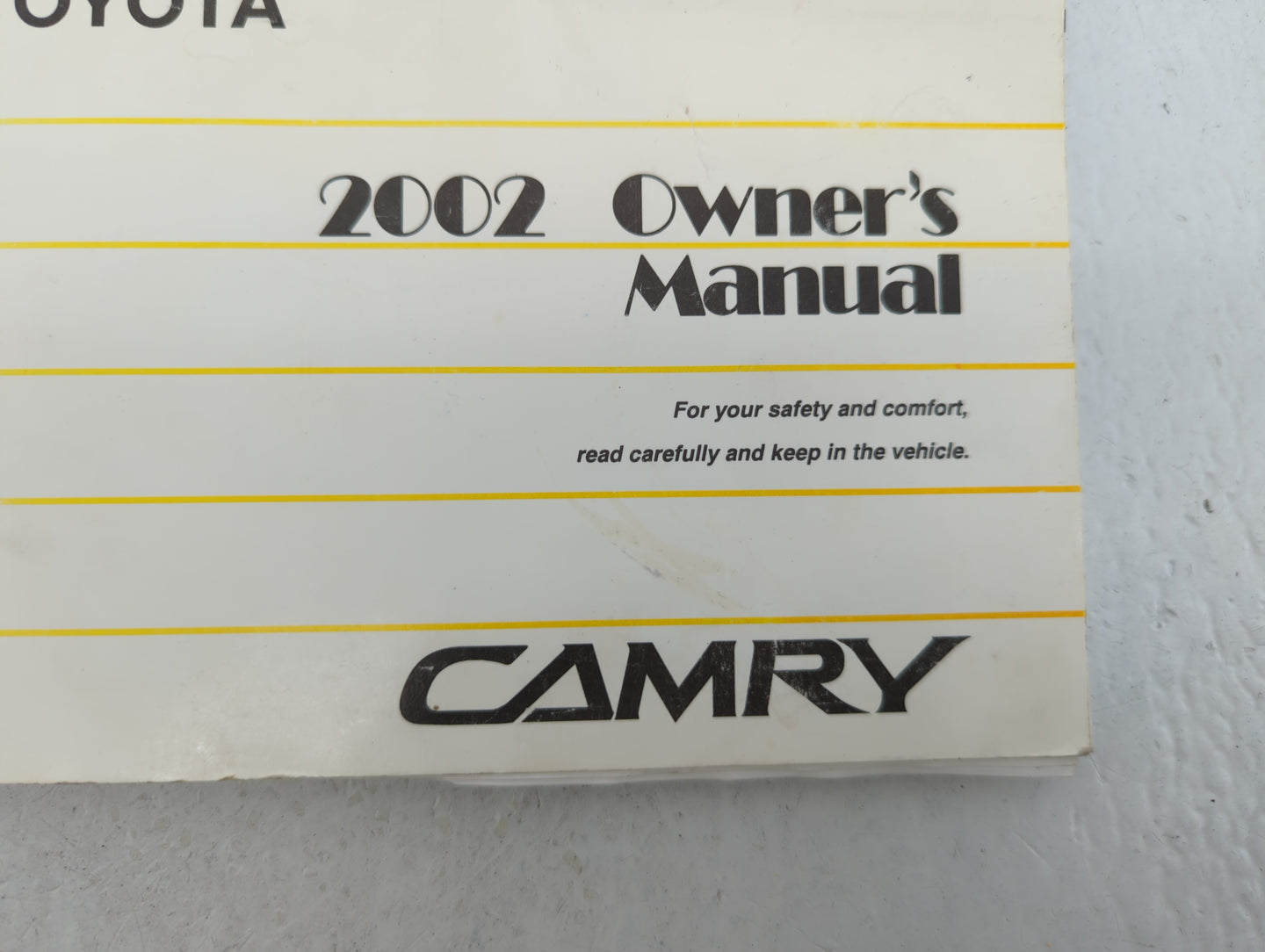 2002 Toyota Camry Owners Manual Book Guide P/N:01999-33544 OEM Used Auto Parts - Oemusedautoparts1.com