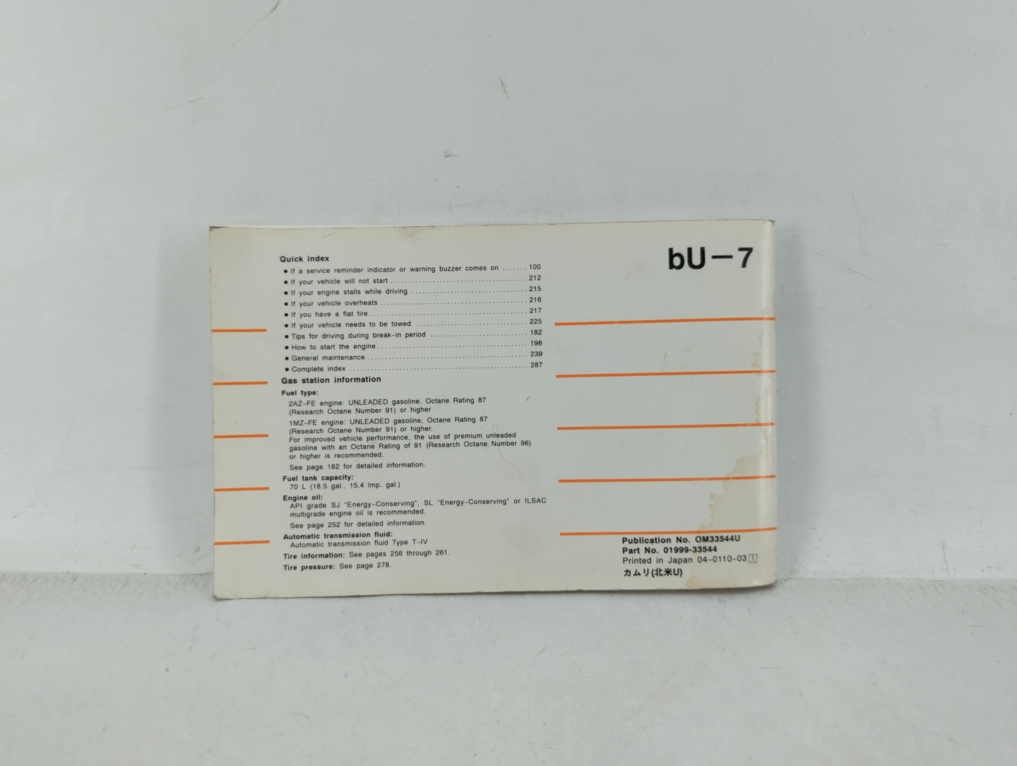 2002 Toyota Camry Owners Manual Book Guide OEM Used Auto Parts - Oemusedautoparts1.com