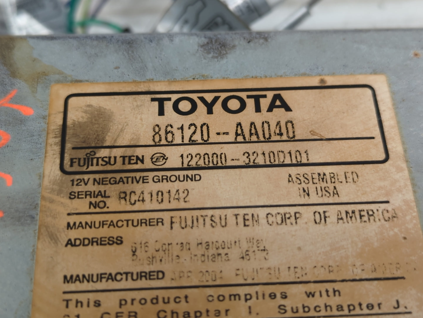 2002-2004 Toyota Camry Am Fm Cd Player Radio Receiver - Oemusedautoparts1.com