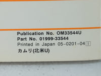 2002 Toyota Camry Owners Manual Book Guide P/N:01999-33544 OEM Used Auto Parts - Oemusedautoparts1.com