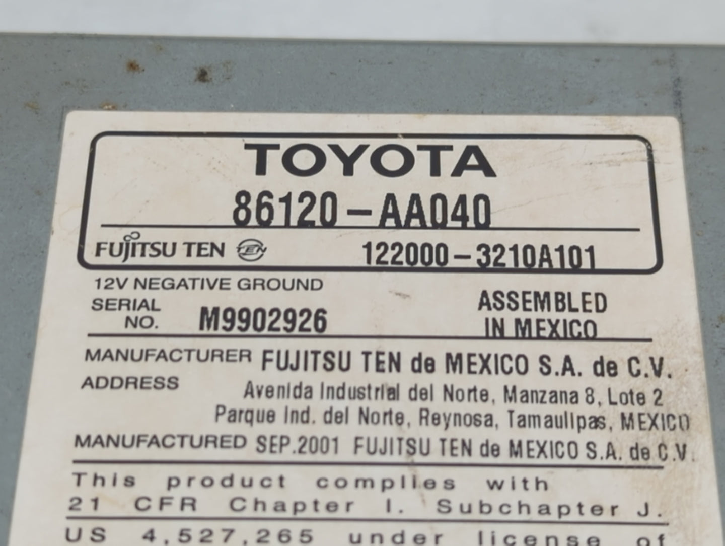 2002-2003 Toyota Camry Information Display Screen - Oemusedautoparts1.com