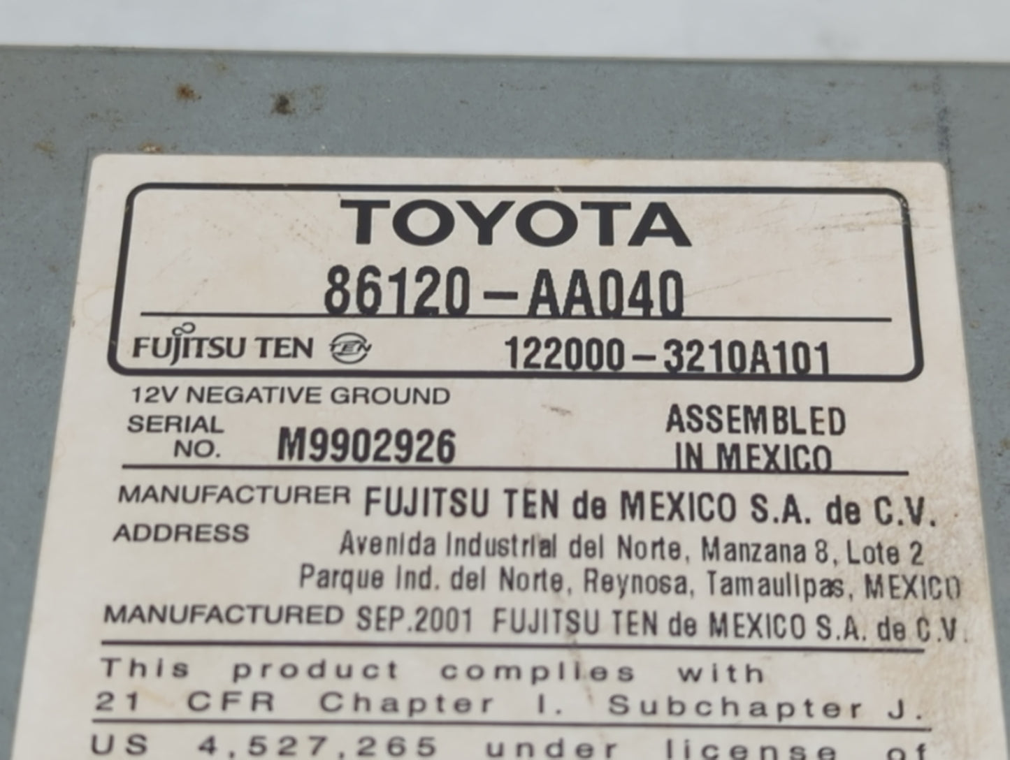 2002-2003 Toyota Camry Information Display Screen - Oemusedautoparts1.com