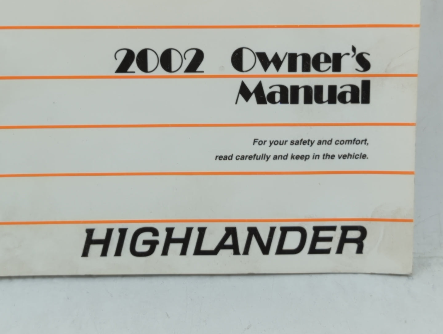 2002 Toyota Highlander Owners Manual Book Guide OEM Used Auto Parts - Oemusedautoparts1.com