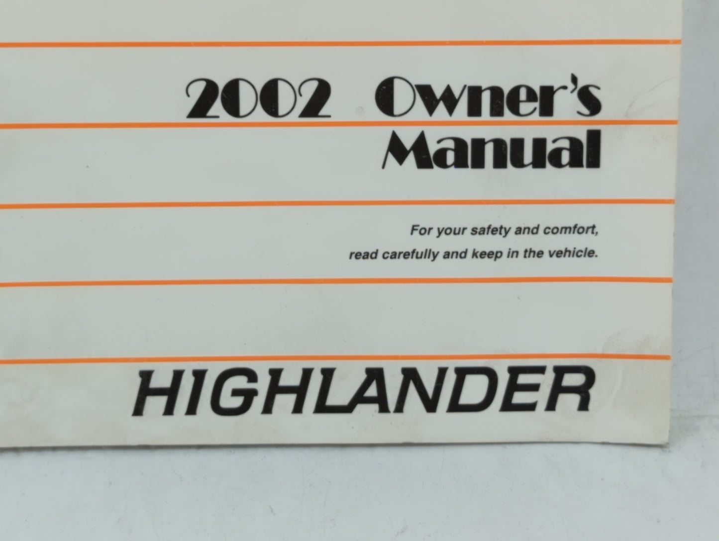 2002 Toyota Highlander Owners Manual Book Guide OEM Used Auto Parts - Oemusedautoparts1.com