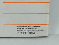 2002 Toyota Highlander Owners Manual Book Guide OEM Used Auto Parts - Oemusedautoparts1.com
