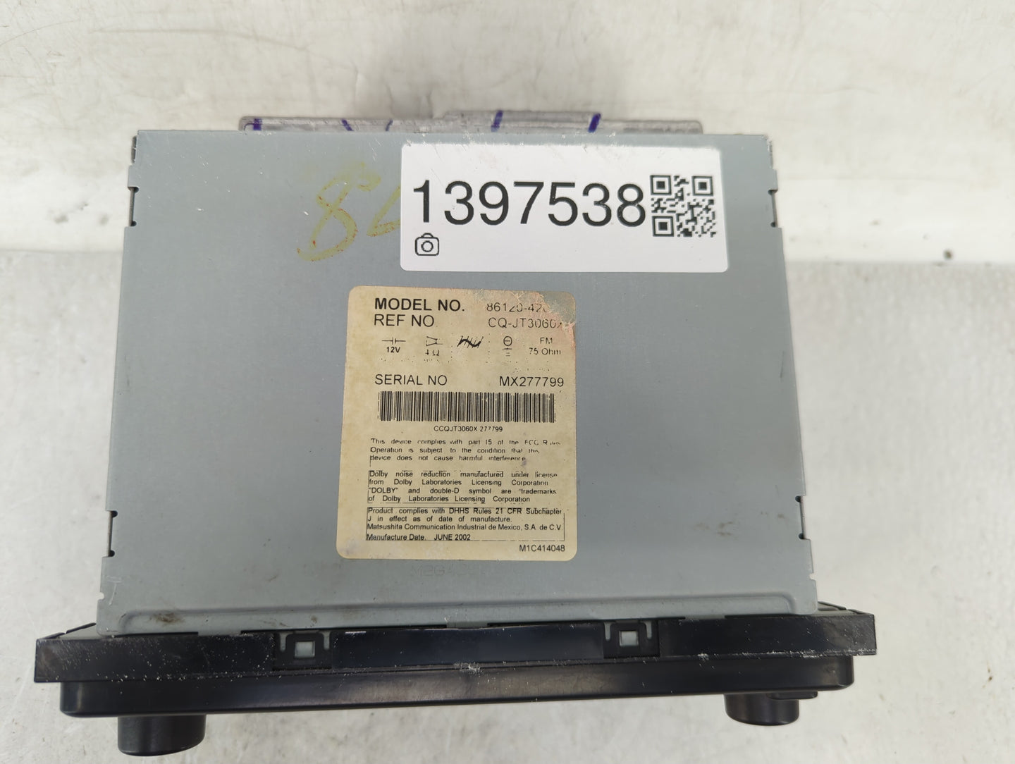 2001-2002 Toyota Rav4 Radio AM FM Cd Player Receiver Replacement Fits Fits 2001 2002 OEM Used Auto Parts - Oemusedautoparts1