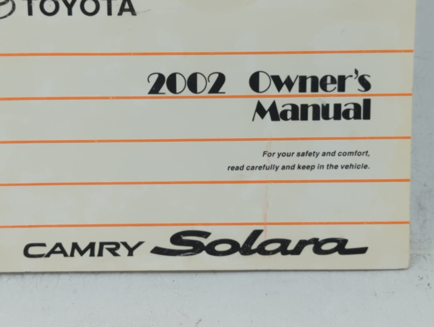 2002 Toyota Solara Owners Manual Book Guide OEM Used Auto Parts - Oemusedautoparts1.com