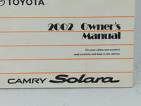 2002 Toyota Solara Owners Manual Book Guide OEM Used Auto Parts - Oemusedautoparts1.com