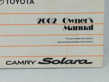 2002 Toyota Solara Owners Manual Book Guide OEM Used Auto Parts