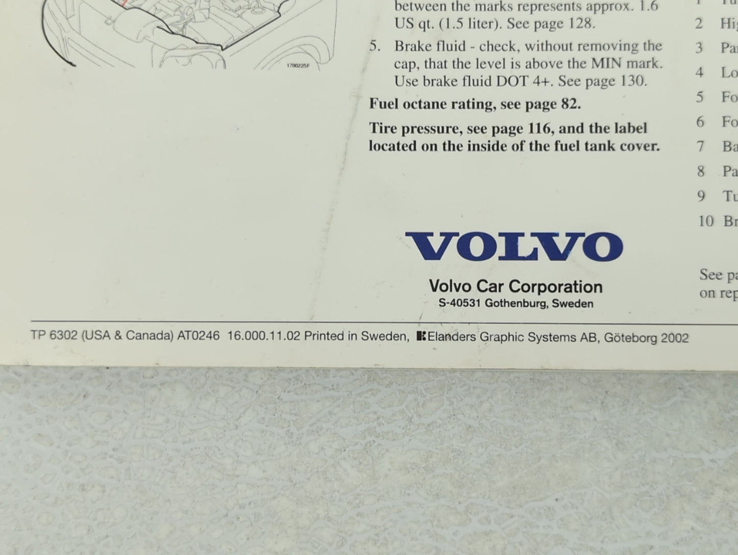 2002 Volvo Xc90 Owners Manual Book Guide OEM Used Auto Parts - Oemusedautoparts1.com